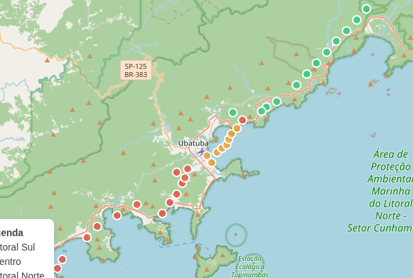 Mapa das Praias de Ubatuba